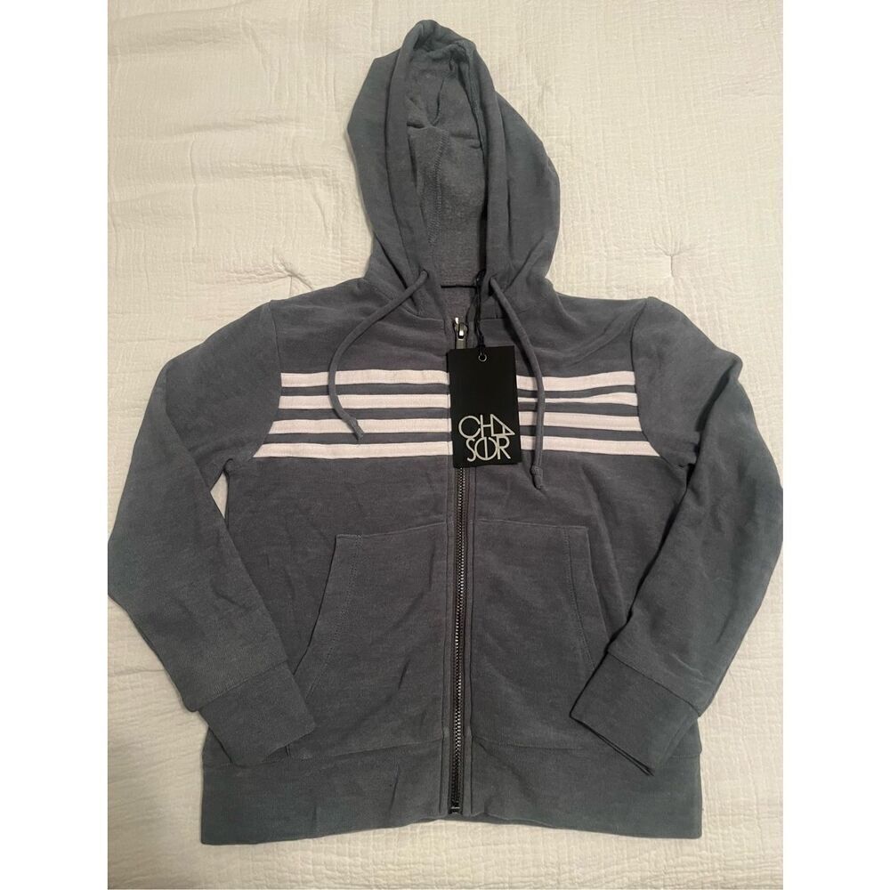 Chaser Boys Heather Grey Zip Up Hoodie NEW
